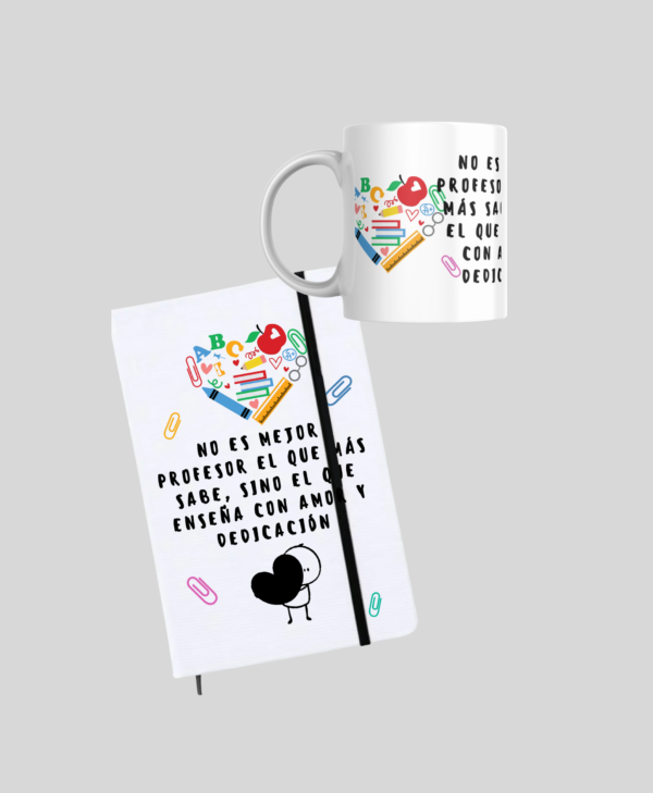 Pack taza + libreta PROFE "AMOR Y DEDICACIÓN"