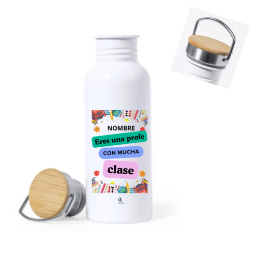 Botella PROFE "MUCHA CLASE" (nombre)
