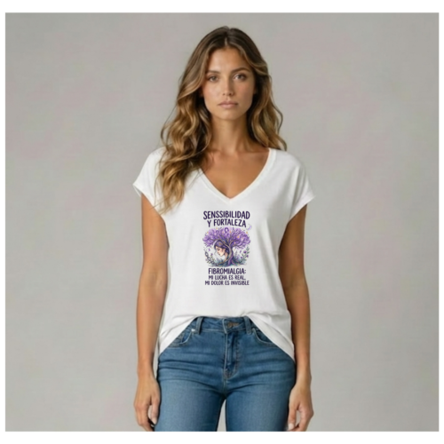 Camiseta FIBROMIALGIA "SENSIBILIDAD Y FORTALEZA"