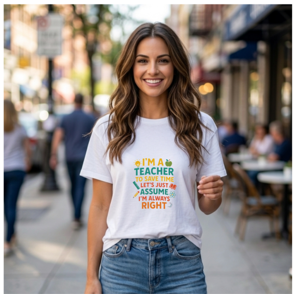 Camiseta PROFE_I'M ALWAYS RIGHT_mujer redondo Camiseta PROFE "I'M ALWAYS RIGHT"