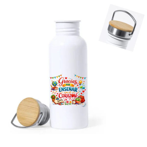 Botella PROFE "ENSEÑAR CON EL CORAZÓN" (3 modelos)