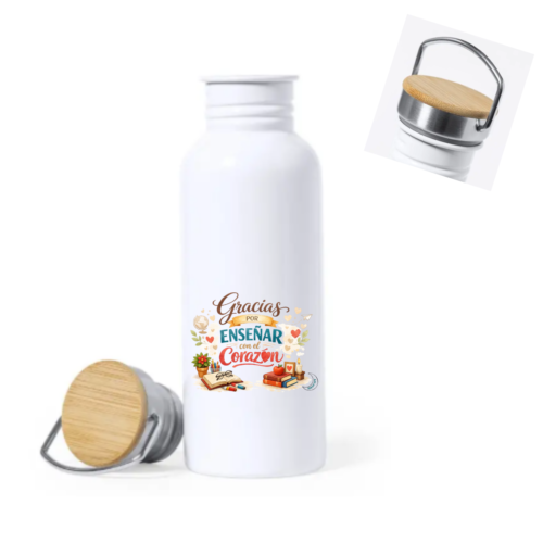 Botella PROFE "ENSEÑAR CON EL CORAZÓN" (3 modelos)