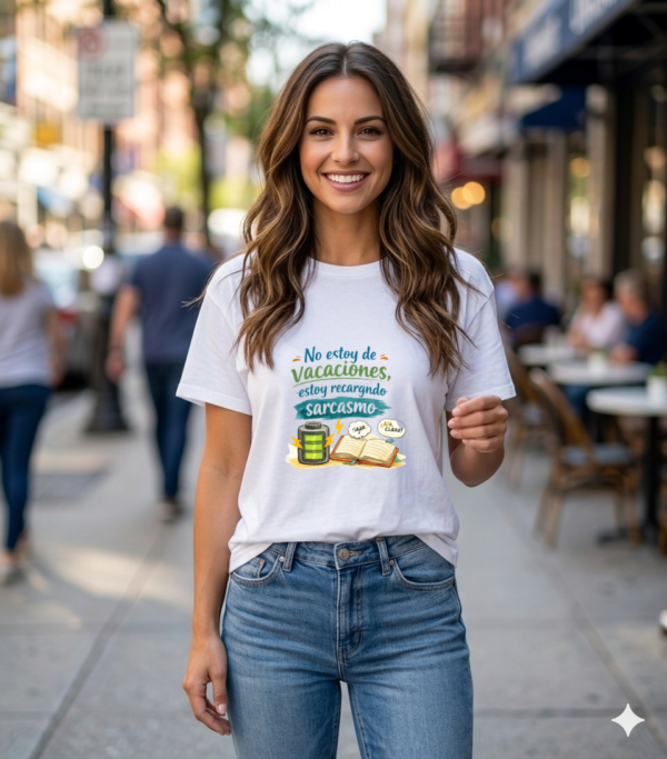 Camiseta PROFE VACACIONES "RECARGANDO SARCASMO"