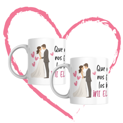 Taza BODA "QUE NO FALTEN BESOS"