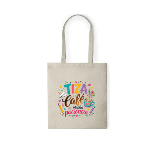 Bolsa PROFE "TIZA, CAFÉ Y PACIENCIA"