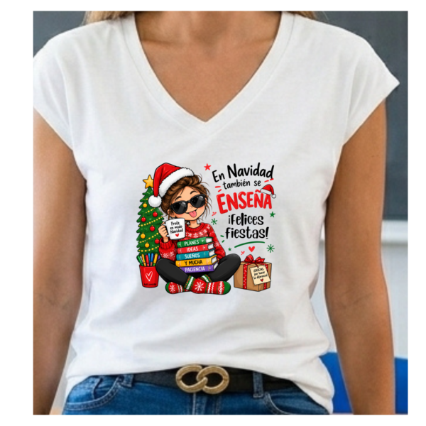 Camiseta PROFE NAVIDAD "EN NAVIDAD TAMBIÉN SE ENSEÑA"