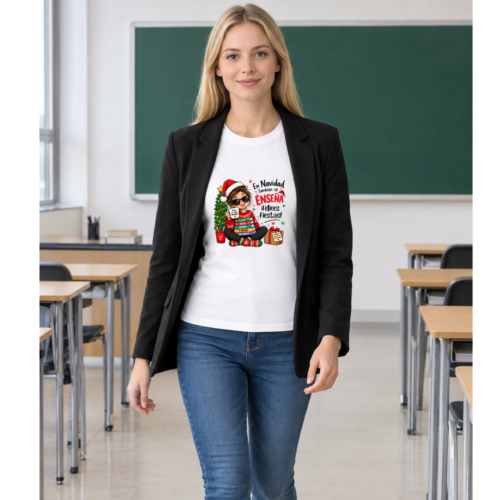 Camiseta PROFE NAVIDAD "EN NAVIDAD TAMBIÉN SE ENSEÑA"