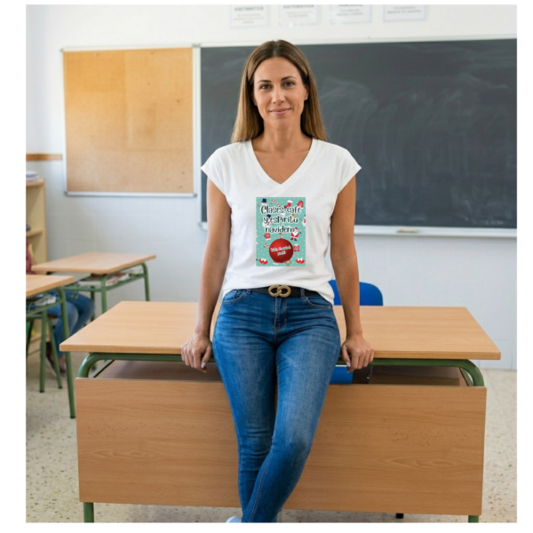 Camiseta PROFE NAVIDAD "CAFÉ Y ESPÍRITU NAVIDEÑO"