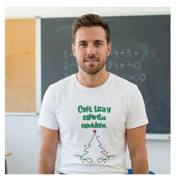 Camiseta PROFE NAVIDAD "TIZA Y ESPÍRITU NAVIDEÑO"