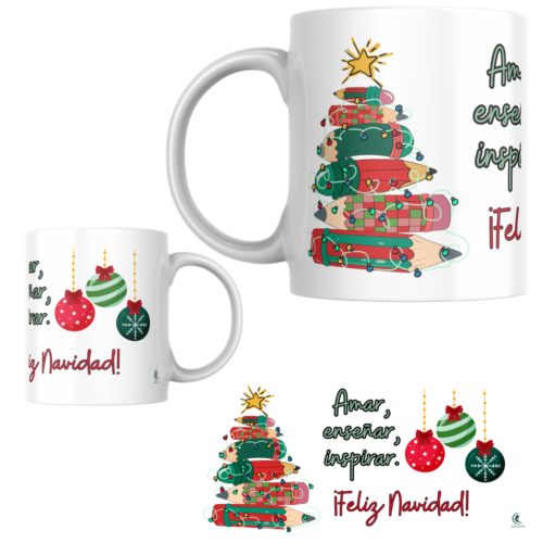 Taza PROFE NAVIDAD "AMAR, ENSEÑAR, INSPIRAR"