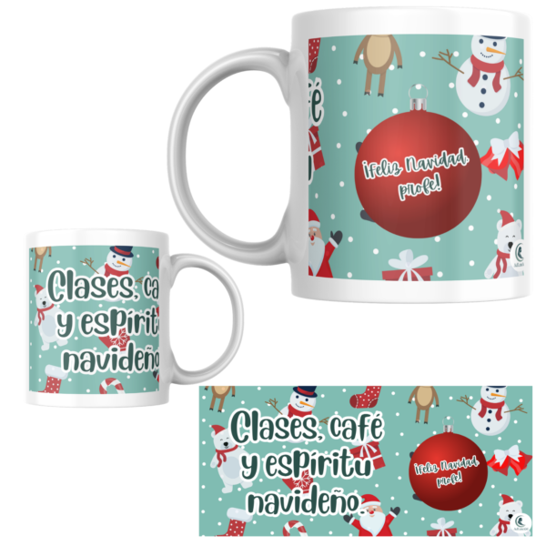 Taza PROFE NAVIDAD "CAFÉ Y ESPÍRITU NAVIDEÑO"